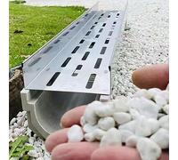 MLYAYE Hollow Yard Drain Channel Trough Kits, Ground Floor Pool Deck Trench Drain System with 2'' Depth Grate for Fills Pavers/Rock/Cobble Stone, Drop-in Gutter Installation(39.4x4.3x5.9in)