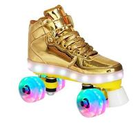 MLYPRU Double Row Roller Skates for Women Men Unisex 4-Wheel Flash Pu Leather Roller Blades Adult for Rink