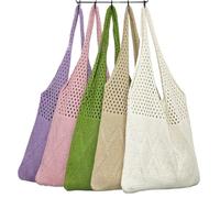 Mlyvax Beach Bag Women Crochet Beach Shoulder Bag Aesthetic Summer Shopping Tote Handbag