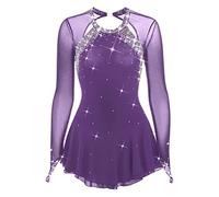 MLYYX Classic Figure Skating Dress Professional Competition Suit Long Sleeve Ice Dance Gymnastics Performance Costume,G,12 Years