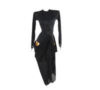 MLYYX Classic Latin Dance Performance Dress Women Simple Salsa Modern Practice Skirt Long Sleeves Cha Cha Tango Dresses,Black,S