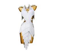 MLYYX Flapper Tassel Dress Fringe Latin Performance Suit Ballroom Dresses for Women Professional Salsa Rumba Outfit,B,S