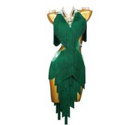 MLYYX Flapper Tassel Dress Fringe Latin Performance Suit Ballroom Dresses for Women Professional Salsa Rumba Outfit,G,XL