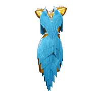 MLYYX Flapper Tassel Dress Fringe Latin Performance Suit Ballroom Dresses for Women Professional Salsa Rumba Outfit,F,XS