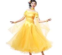 MLYYX Professional Ballroom Dance Performance Dress Waltz Flamenco Training Costume National Standard Dance Dress,E,S