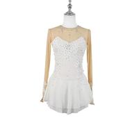 MLYYX Professional Figure Skating Competition Costumes Applique Gymnastics Dress Decal Ice Skating Suit Dancewear,White,S
