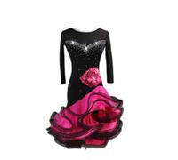 MLYYX Professional Latin Dance Dress Ruffled Ballroom Costume Flowy Tulle Skirt for Samba Paso Doble Performance