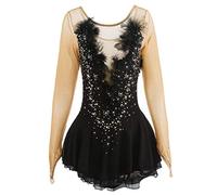 MLYYX Sparkly Figure Skating Dress Professional Roller Skating Skirt Gymnastic Leotard for Competition,Black,10 Years