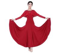 MLYYX Women's Ballroom Dance Waltz Dresses Soft Tango Foxtrot Performance Costume National Standard Dance Dress,B,XXL