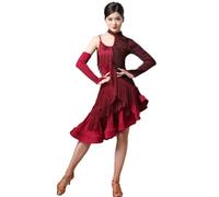 MLYYX Women's Latin Dance Competition Dresses Tango Salsa Performance Costume Fringed Cha Cha Ballroom Dancewear,A,L