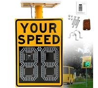 MLYYYDSS 60X90cm/24 x35 Radar Feedback Sign, Solar Powered Your Speed LED Radar Speed Display Sign, Led Speed Limit Sign Aluminum Radar Speed Display Road Warning board Yellow