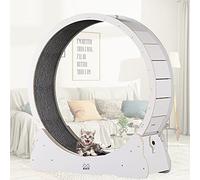 MLYYYDSS Cat Running Wheel Cat Wheel,Cat Toys,Kitten Toys, Indoor Cat Toys CAT Exercise Wheel Locking Mechanism, TPE Silent and Noiseless Rollers,L-White