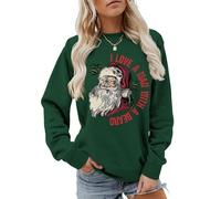 MLZHAN I Love A Man with A Beard Women Sweatshirt Funny Chrismtas Santa Claus Print Long Sleeve Shirts Xmas Fall Winter Coat (Vintage Green,S)