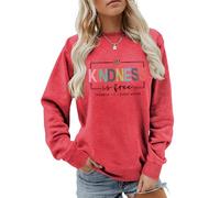 MLZHAN Kindness Is Free Sweatshirt Women Be Kind Teacher Teach Inspirational Sayings Tops Pullover Crewneck Shirt (Red,L)