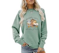 MLZHAN Pumpkin Spice And All Things Nice Sweatshirt Women Halloween Funny Pumpkin Coffee Print Fall Winter Gift Sweatshirt (Light Green,M)
