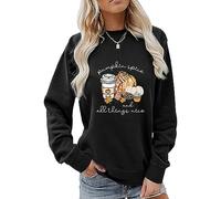 MLZHAN Pumpkin Spice And All Things Nice Sweatshirt Women Halloween Funny Pumpkin Coffee Print Fall Winter Gift Sweatshirt (Black,XXL)