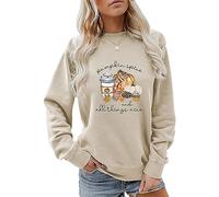 MLZHAN Pumpkin Spice And All Things Nice Sweatshirt Women Halloween Funny Pumpkin Coffee Print Fall Winter Gift Sweatshirt (Beige,S)