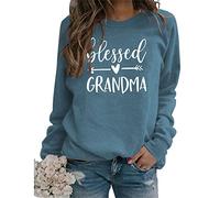 MLZHAN Women Blessed Grandma Sweatshirts Arrow Graphic Streetwear Hoodie Crewneck Long Sleeve Sweatshirt Tops (Blue 2,L,L)