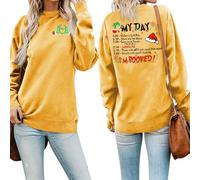 MLZHAN Women Grinchmas My Day Sweatshirt Merry Christmas Funny Holiday Pullovers Xmas Round Neck Long Sleeve Shirt Tops (Yellow,XXL)