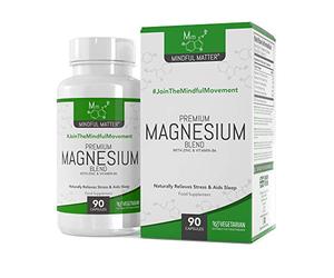MM Magnesium Blend | 90 High Strength Magnesium Complex Capsules - 330mg per Serving from Mag Malate, Mag Glycinate & Taurate | Non-GMO, Gluten & Allergen Free