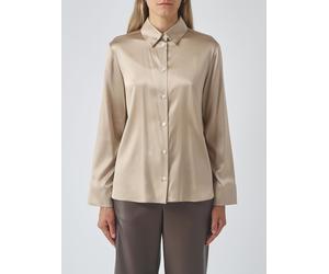 MM Max Mara Long-Sleeved Stretch-Silk Satin Shirt with Classic Collar - Size: 48 - female