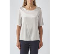 MM Max Mara Silk-Blend Blouse with Crew Neck and Short Sleeves - Size: 44 - female