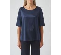 MM Max Mara Silk-Blend Blouse with Crew Neck and Short Sleeves - Size: 46 - female