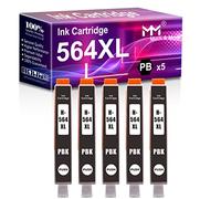 MM MUCH & MORE Compatible Ink Cartridge Replacement for HP 564 XL 564 564XL Photo Black to use with HP DeskJet 3520 3522 Photosmart 7520 6520 5520 7525 5514 7510 Printers (5 x Photo Black)