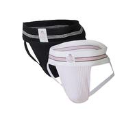 MM Sports Mens Underwear The Original No. 10 Jockstrap 3 inch Multipack 1x Black + 1x White - Black - 1 x SIZE S