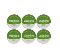 MM Vaseline Lip Therapy Aloe Vera 20g - Pack of 6 | Soothing Lip Balm for Dry & Chapped Lips | Hydrating & Cooling Formula | Pocket-Sized Lip Care + Free Skincare Sample