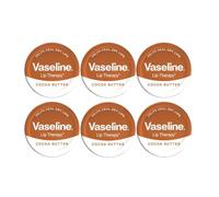 MM Vaseline Lip Therapy Cocoa Butter 20g - Pack of 6 | Moisturising Lip Balm for Dry, Cracked & Chapped Lips | Softens, Heals & Protects | Pocket-Sized Lip Care + Free Skincare Sample