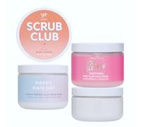 MM Yes Studio Body Scrub, Hair & Face Mask Set - Peach Body Scrub 200ml, Pink Clay Face Mask 300g, Happy Hair Day 300g - Gift Set for Glowing Skin & Nourished Hair