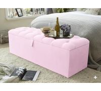 mm08enn Ottoman Storage Blanket Box in Soft Plush Fabric, Multiple Sizes 3ft, 4ft, 4ft6, 5ft and 6ft (Baby Pink, 5ft)