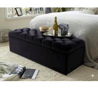 mm08enn Ottoman Storage Blanket Box in Soft Plush Fabric, Multiple Sizes 3ft, 4ft, 4ft6, 5ft and 6ft (Black, 3ft)