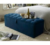 mm08enn Ottoman Storage Blanket Box in Soft Plush Fabric, Multiple Sizes 3ft, 4ft, 4ft6, 5ft and 6ft (Blue, 5ft)