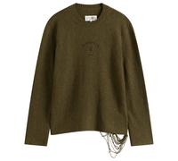 MM6 Maison Margiela Men's 6 Logo Crewneck Jumper Khaki-Black Print Small