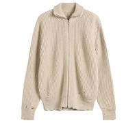 MM6 Maison Margiela Men's Distressed Rib Zip Through Beige Melange Small