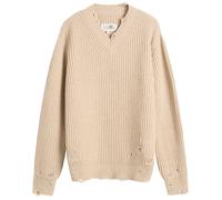 MM6 Maison Margiela Women's Distressed Knitted Sweater Beige Melange