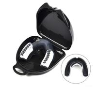 MMA and Rugby Mouthpiece EVA Gum Shield for Kids and Adults, Shock Absorption Protection (L Black white)