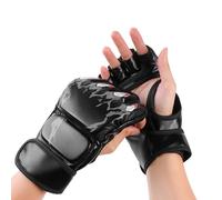 MMA Gloves Grappling Sparring, Half Finger Boxing Fight Gloves, Open Palm Martial Arts Mitts Men Women Boxing Gloves for Sanda Sparring Punching Bag Training (Black)
