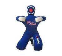 MMA Judo Punching UNFILLED Bag - Sitting Position Hands On Front Grappling Dummy (Blue Canvas, 70")