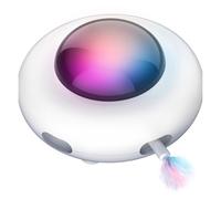 MMABEUTF Automatic Cat Toy with Feather,Intelligent Gravity Flying Saucer,USB Charging,for Interactive Play,Cleaning Function,Pet Exercise,Color Light Reminder