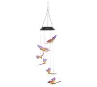 MMABEUTF for Solar Wind Chime Light, Hanging LED Lantern, for Indoor Outdoor Garden Patio Yard Decoration, Auto On/Off, Multiple Color Changing Modes (Purple Yellow Painted)