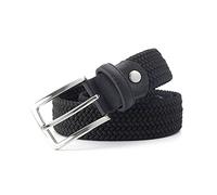 MMAXZ Stretch Canvas Leather Belts for Men Female Casual Knitted Woven Military Strap Male Elastic Belt for Pants Jeans, Black