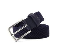 MMAXZ Stretch Canvas Leather Belts for Men Female Casual Knitted Woven Military Strap Male Elastic Belt for Pants Jeans, Navy