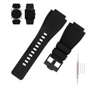 MMBAY Rubber Watch Bands Replacement Fit for Bell & Ross B&R BR-01 BR01 BR-03 BR03 BR03-92 Diver 24mm*34mm Silicone Strap Wirstband for Men and Women Waterproof Bracelet Watch accessories (Black Black
