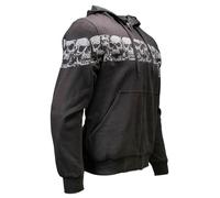 MMCC Men’s Bare Bones Hoodie - Reflective Skull Graphics Full Zip, 100 % Cotton, Mpm1681-black, 3XL