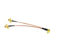 MMCX Male Right Angle to 2X SMA 2-Hole Panel Y Type Splitter Combiner Pigtail Cable 15CM 6" For Wifi Router(15cm)