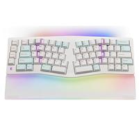 MMD Alice EIF68 Wireless Ergonomic Mechanical Keyboard, Tri-Mode Split Layout Aluminum Quick Release Keyboard with QMK/VIA, RGB Light Bars, Wrist Rest Included (White(Princess 45gf Linear Switch))