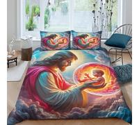 MMDASBVPE 3 Piece Jesus - Religion Quilt Cover 3D Printed Duvet Cover With Pillowcase Bedding Quilt Cover for Soft Microfiber Soft Easy Care Quilt Cover Set With King（220x240cm）